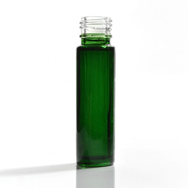 10ml Green Rollette glass bottle with 17mm screw neck