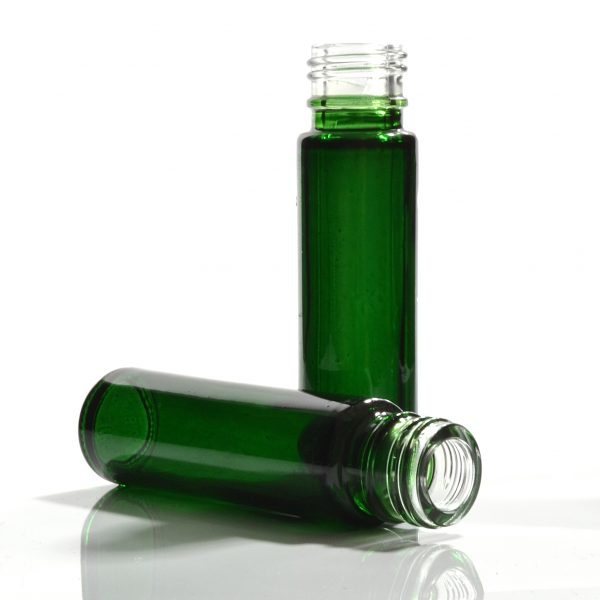 10ml Green Rollette glass bottle with 17mm screw neck - Image 2